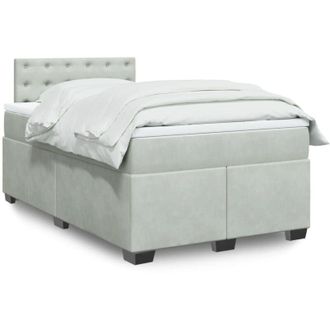 vidaXL Vidaxl - Cama Box Spring Con Colch&oacute;n Terciopelo Gris Claro 120x200 Cm