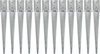 vidaXL Picas De Tierra 12 Uds Acero Galvanizado Plateado 10x10x76 Cm