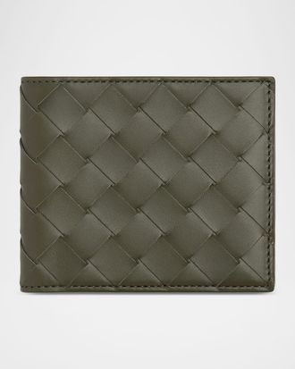 Bottega Veneta Mens Intrecciato Leather Bifold Wallet