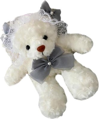 Yardwe Plush Cartoon Bear Shoulder Bag Cute Crossbody Bag for Women Fashionable Zippered Plush Doll Tote for Shopping Party Daily Use