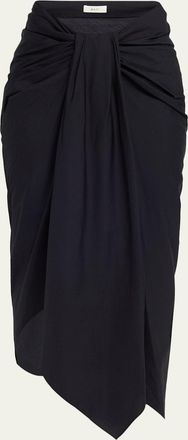 A.L.C. Rhodes Draped Cotton Midi Skirt
