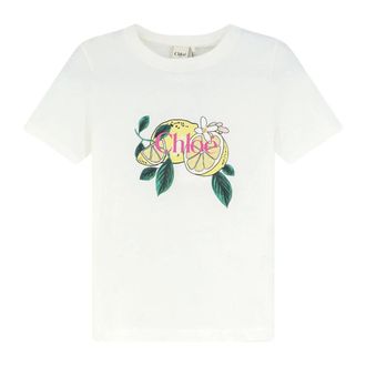 Chlo&eacute; Lemon-print Cotton T-shirt - female - Chlo&eacute; - T-Shirts - White - S - Tops