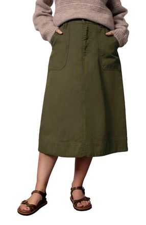 Celtic & Co. Cotton Twill Midi Skirt in Dark Olive at Nordstrom, Size 12