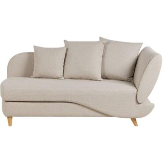 Beliani Chaise Longue in tessuto beige lato destro con contenitore Meri