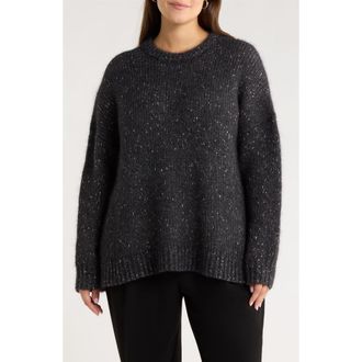 Nordstrom Metallic Crewneck Sweater in Grey Dk Htr Metallic Marl at Nordstrom Rack, Size 1X