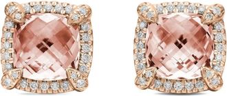 David Yurman Orecchini a bottone Chatelaine in oro rosa 18kt con morganite e diamanti (8mm)