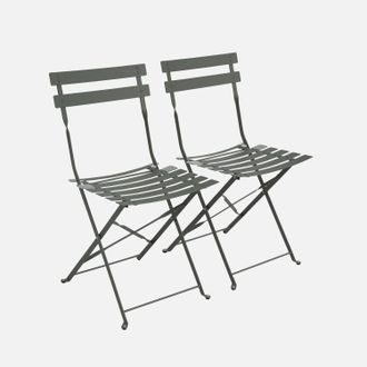 Sweeek Set Sillas De Jard&iacute;n Plegables De Metal, 2 Asientos