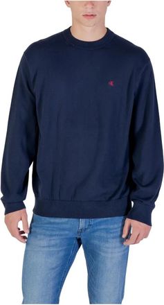 Calvin Klein Jeans Katoenen Crewneck Sweater - Heren - Ronde hals truien - Blauw - L - Katoen - Truien & Vesten