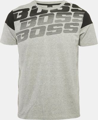 HUGO BOSS Boss By Hugo Boss Grey Printed Jersey Crewneck T-Shirt