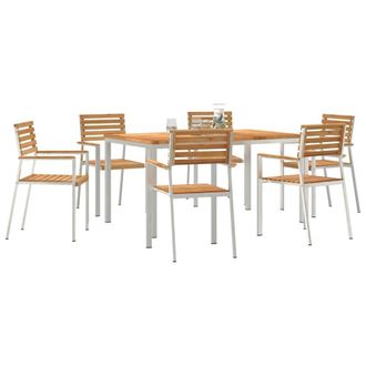 Berkfield Home Modern 7 Piece Garden Dining Set Solid Wood Teak in Brown