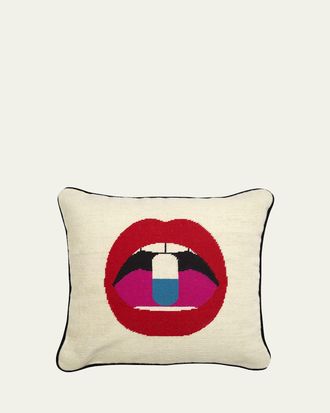 Jonathan Adler Lips Full Dose Needlepoint Throw Pillow - 18