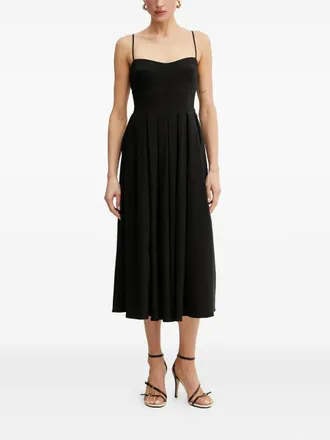 Guess Co pleated sweetheart dress - women - Viscose/Elastane/Polyamide - M - Black