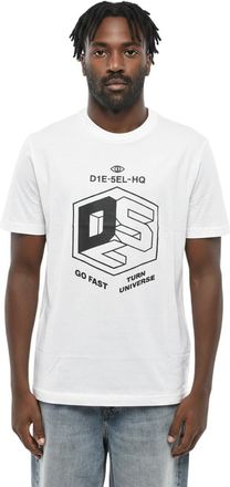 Diesel White Graphic Print T-Shirt