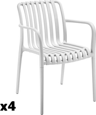 TecTake Set de 4 sillas de jardín apilables y 54,5x58x80,5 cm, blanco