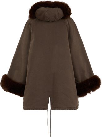 Pinko Faux Fur-Trimmed Jacket - Brown