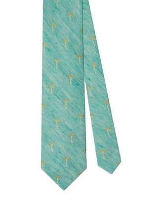 Robert Talbott Robert Palm Silk Linen Best of Class Necktie in Aqua at Nordstrom