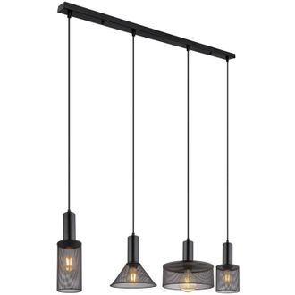 Globo Lighting Jedd L&aacute;mpara Colgante De Techo Bar, Color Negro Mate, 4 Bombillas E27