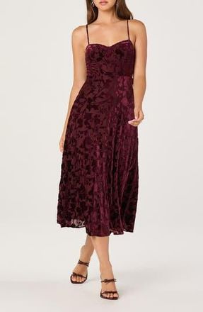 ASTR the Label Underwire Burnout Velvet Cocktail Dress in Wine at Nordstrom Rack, Size Medium