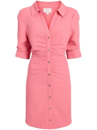 Cinq &agrave; Sept Elina ruched shirtdress - women - Elastane/Polyester - 4 - Pink