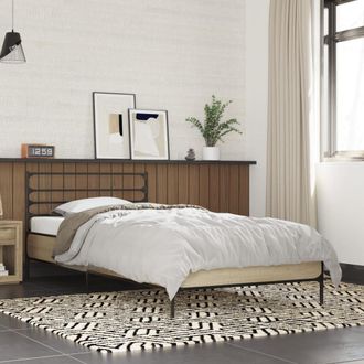vidaXL Estructura Cama Madera Ingenier&iacute;a Metal Roble Sonoma 75x190 Cm Vidaxl