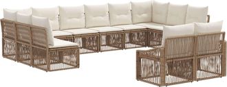 vidaXL Conjunto De Sof&aacute;s De Jard&iacute;n 12 Uds. Beige Rat&aacute;n Sint&eacute;tico Vidaxl