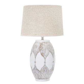 Mauro Ferretti L&aacute;mpara de mesa en resina blanca con pantalla beige &oslash; cm 38x67