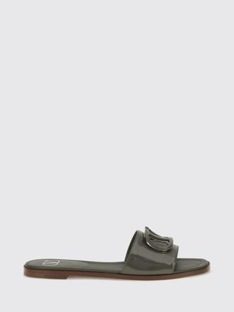 Valentino Garavani VLogo Signature Patent Leather Low Heel Slide Sandals