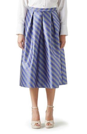 L.k. Bennett Olsen Metallic Pleated Midi Skirt in Blue at Nordstrom Rack, Size 16 Us / 20 Uk