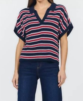 Dear John Denim Yelena Striped Sweater Top In Midnight Hour Stripe