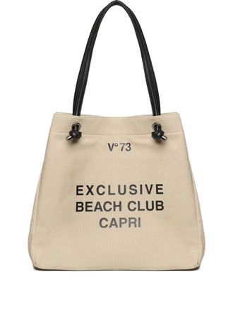 V&deg; 73 logo shoulder bag - women - Cotton/Polyurethane/Polyester - OS - Neutrals