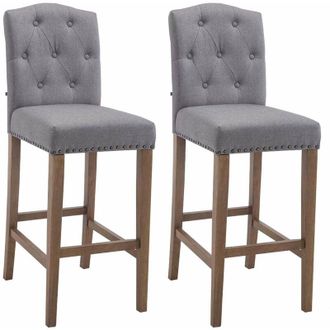 Clp Set 2 Sgabelli Bar Louise in Tessuto grigio chiaro antico chiaro