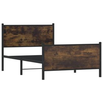 Berkfield Home Metal Bed Frame without Mattress Smoked Oak 107x203 cm in Brown