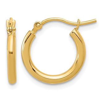 Diamond2Deal 14k Gold Polished 2x15mm Polished Hoop Earrings