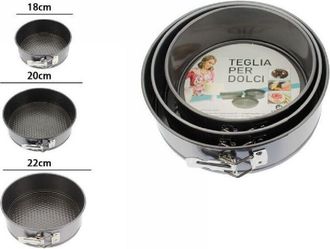 Trade Shop Trade Shop - Set 3 Pz Teglie Tortiere Antiaderenti Rotonde Per Torte Forno Stampo Dolci 59955