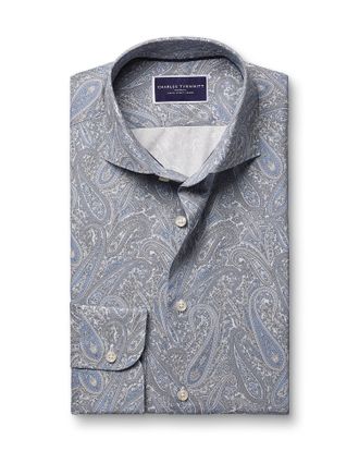 CHARLES TYRWHITT Made With Liberty Fabric Paisley Cotton Shirt - Mid Blue by Charles Tyrwhitt