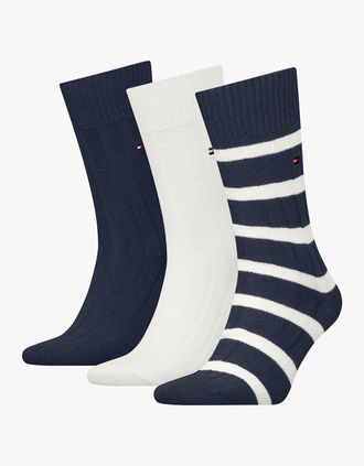 Tommy Hilfiger Mens Tommy Hilfiger 3 Pack Giftbox Bootsock Mens Socks Navy - Blue - Size: 9/9.5/11/10.5/10/11.5/12
