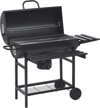 vidaXL Vidaxl - Parrilla De Barril Ruedas Y Estantes Acero Negro 115x85x95 Cm