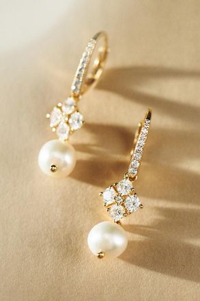 Nadri Pearl Drop Huggie Earrings