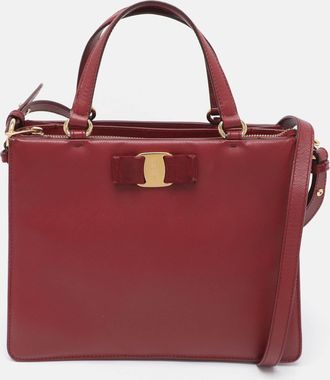 Ferragamo Tracy Burgundy Leather Shoulder Bag
