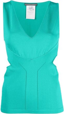 Alberta Ferretti cut-out sleeved knit top - women - Polyamide/Viscose - 44 - Green