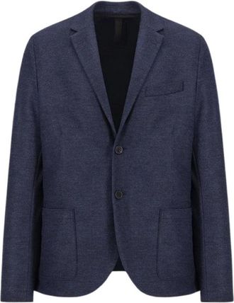 Harris Wharf London Vitale Barberis Houndstooth Blazer - Heren - Blazers - Blauw - M - Wol - Jassen