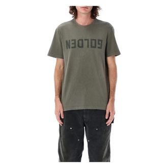 Golden Goose T-Shirts, male, Green, 2XL, Logo Cotton T-shirt