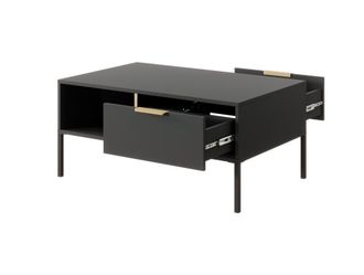 AKL FURNITURE Mesa de centro efecto madera Negro y Dorado