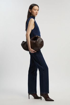 Karen Millen Womens Petite Demin High Waist Straight Leg Jean - Indigo Blue Cotton - Size 14 UK