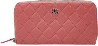 Chanel Pink Leather Coin Purse/Coin Case (Pre-Owned)