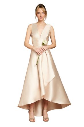 Coast Honoured Sleeveless Plunge Waterfall Twill Maxi Bridesmaid Dress, 18, Champagne