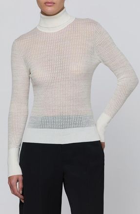 L'agence Umbra Cable Wool Turtleneck Top in Ivory at Nordstrom, Size X-Small