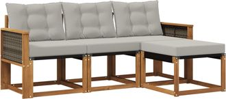 vidaXL Conjunto De Sof&aacute;s De Exterior 4 Uds. Natural Y Gris Claro Vidaxl