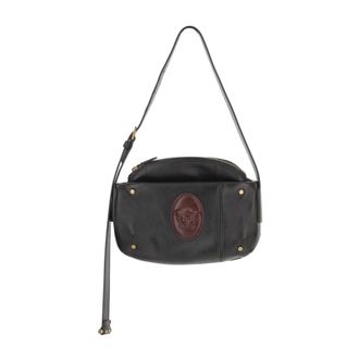 Versace Shoulder Bags, female, Black, Size: ONE SIZE Leather Shoulder Bag with Medusa Logo