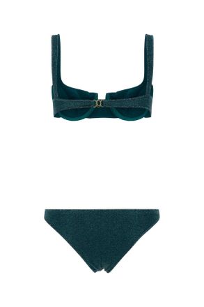 Os&eacute;ree Womens Petrol Blue Nylon Blend Bikini Peacock Costumi Da Bagno